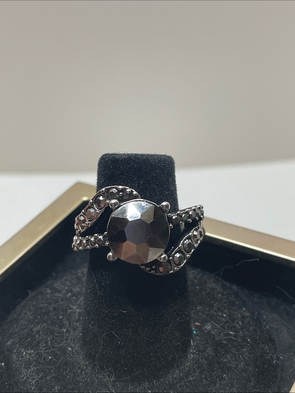 paparazzi Gray Faceted Crystal Ring